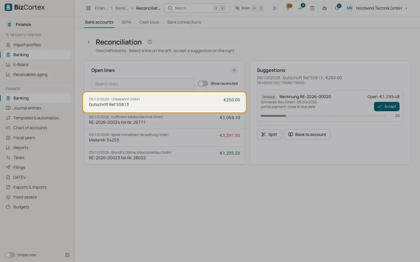 Afstemning af banktransaktioner