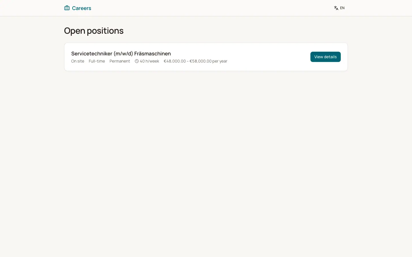 The public careers page