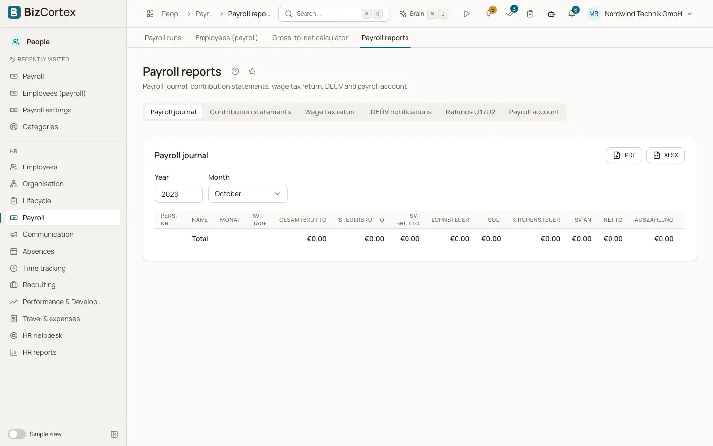 Payroll reports and statutory filings