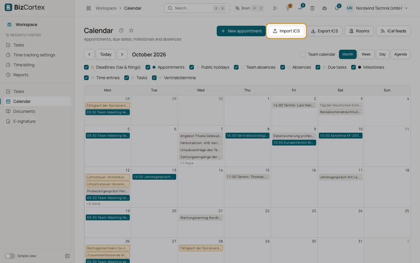 Kalender: import, eksport og abonnementer